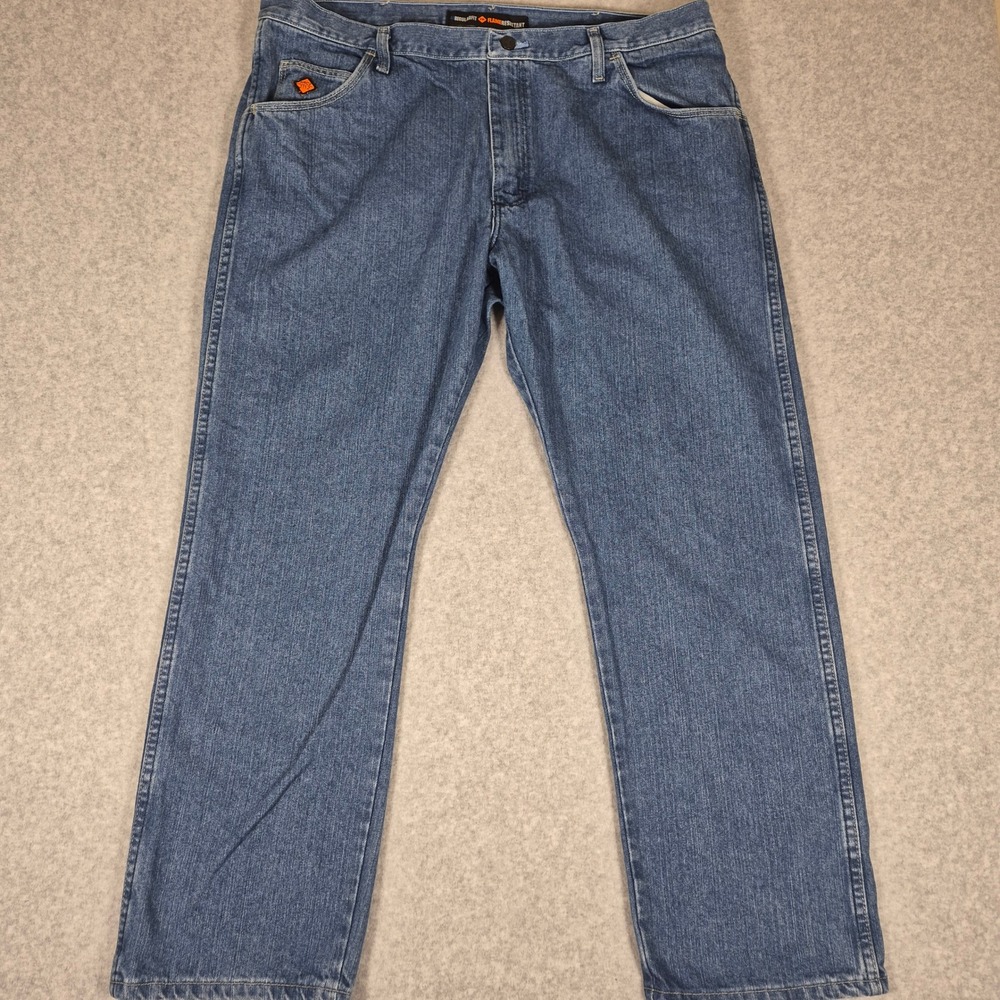 Wrangler Jeans Mens 40x30 Blue Flame Resistant FR Regular Fit Denim CV47T